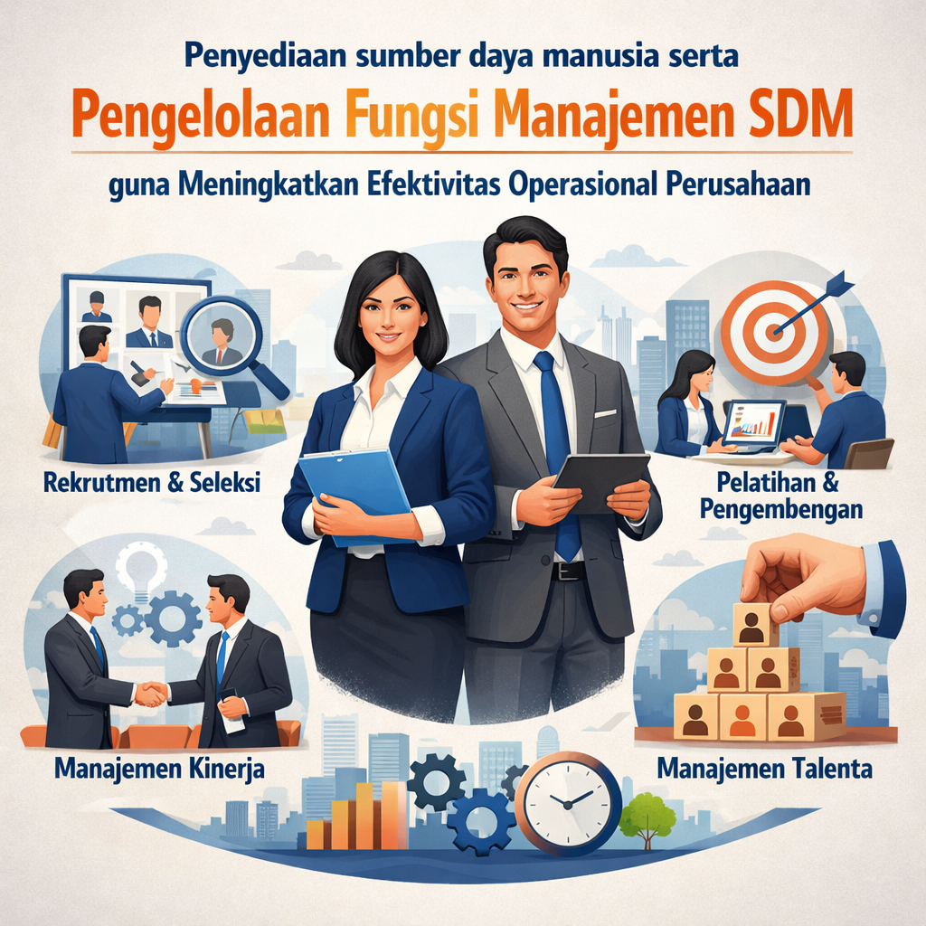 Penyediaan sumber daya manusia serta pengelolaan fungsi manajemen SDM guna meningkatkan efektivitas operasional perusahaan.