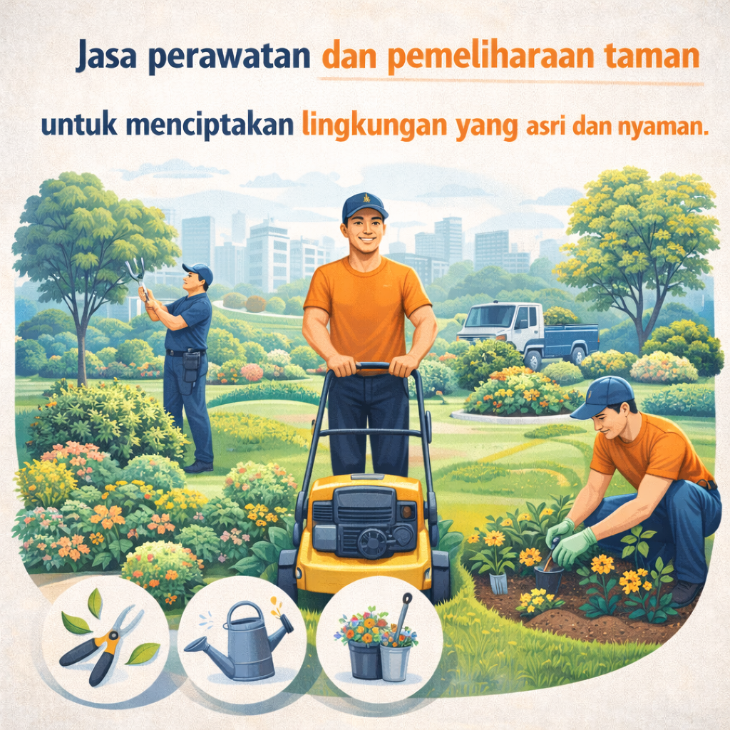 Jasa perawatan dan pemeliharaan taman untuk menciptakan lingkungan yang asri dan nyaman.
